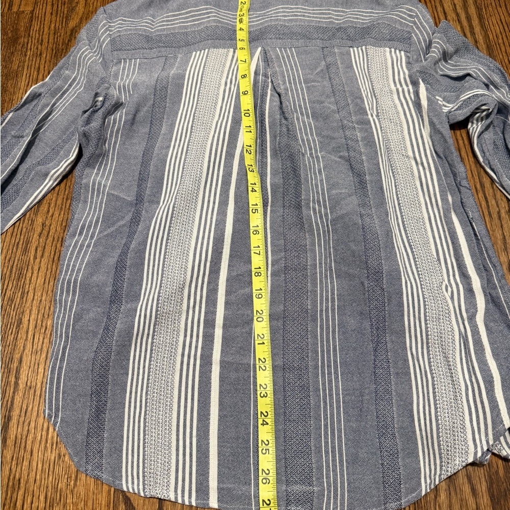 Maeve Navy and White Striped Long-Sleeve Button-Up Shirt‎ - Picture 5 of 7